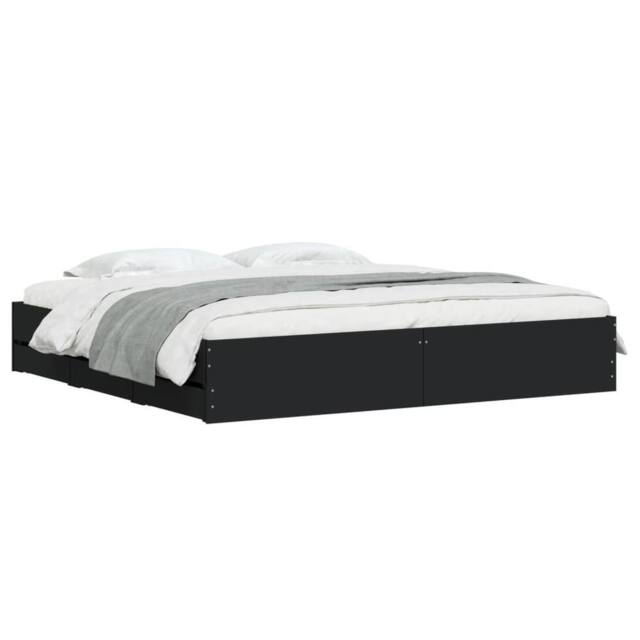 Berkfield Home Modern Bed Frame with Drawers without Mattress Black 200x200 cm - image 1