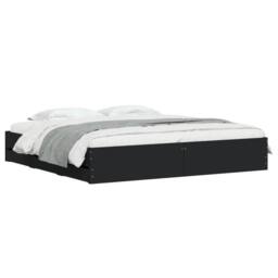 Berkfield Home Modern Bed Frame with Drawers without Mattress Black 200x200 cm - thumbnail 1