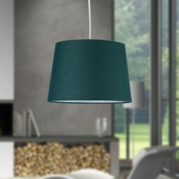 First Choice Lighting Dark Green Cotton 28cm Tapered Cylinder Pendant or Lamp Shade - thumbnail 4