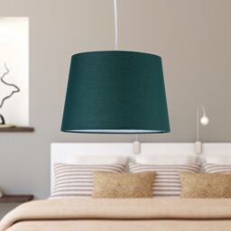 First Choice Lighting Dark Green Cotton 28cm Tapered Cylinder Pendant or Lamp Shade - thumbnail 5