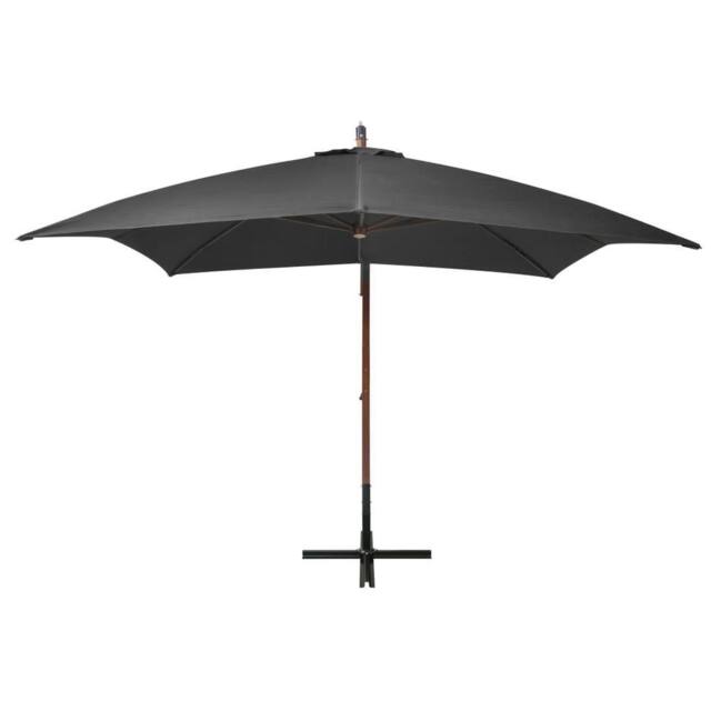 Berkfield Home Hanging Parasol with Pole Anthracite 3x3 m Solid Fir Wood in Black - image 1