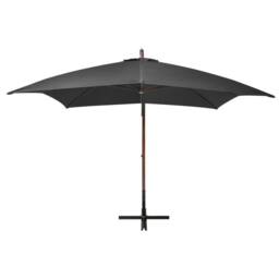 Berkfield Home Hanging Parasol with Pole Anthracite 3x3 m Solid Fir Wood in Black - thumbnail 1