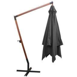 Berkfield Home Hanging Parasol with Pole Anthracite 3x3 m Solid Fir Wood in Black - thumbnail 3