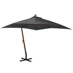 Berkfield Home Hanging Parasol with Pole Anthracite 3x3 m Solid Fir Wood in Black - thumbnail 2