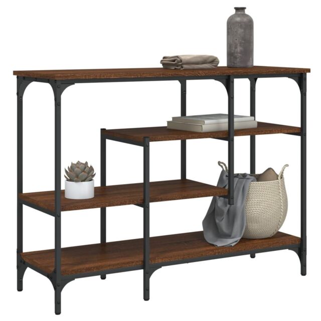 Berkfield Home Console Table with Shelves Brown Oak 100x35x75 cm - Size: 100 x 35 x 75 cm - image 1