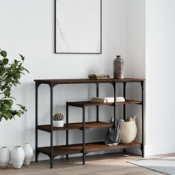 Berkfield Home Console Table with Shelves Brown Oak 100x35x75 cm - Size: 100 x 35 x 75 cm - thumbnail 3