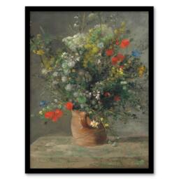 Artery8 Pierre Auguste Renoir Framed Wall Art Print Wildflowers in a Vase in Grey - Size: A4 - thumbnail 1
