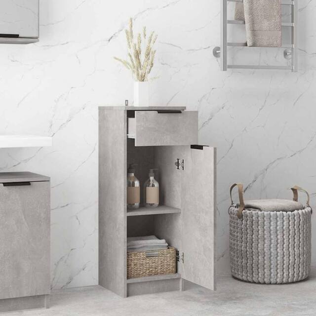 Berkfield Home Classic Bathroom Cabinet Concrete Grey 32x34x90 cm Engineered Wood - Size: 32 x 34 x 90 cm - image 1