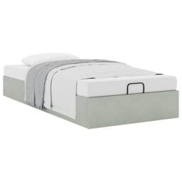 Berkfield Home Ottoman Bed Frame No Mattress Light Grey Single Velvet - thumbnail 5