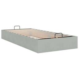 Berkfield Home Ottoman Bed Frame No Mattress Light Grey Single Velvet - thumbnail 9
