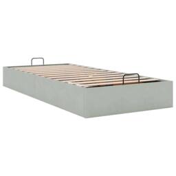 Berkfield Home Ottoman Bed Frame No Mattress Light Grey Single Velvet - thumbnail 6