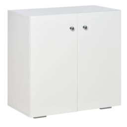 HOMCOM Cabinet w/ Shelves & Door Wooden Sideboard Freestanding Cupboard in White - thumbnail 2