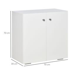 HOMCOM Cabinet w/ Shelves & Door Wooden Sideboard Freestanding Cupboard in White - thumbnail 3