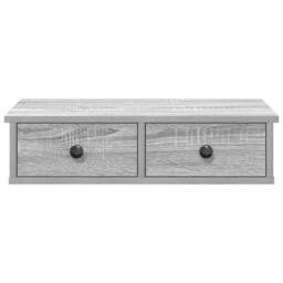 Berkfield Home Wall Shelf with Drawers Grey Sonoma 60x25x15 cm Engineered Wood - Size: 60 x 25 x 15 cm - thumbnail 4