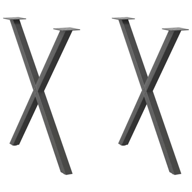 Berkfield Home Dining Table Legs X-Shaped 2 pcs Anthracite 70x(72-73) cm Steel in Black - image 1