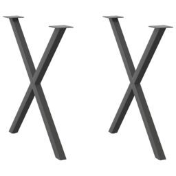 Berkfield Home Dining Table Legs X-Shaped 2 pcs Anthracite 70x(72-73) cm Steel in Black - thumbnail 1