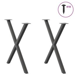 Berkfield Home Dining Table Legs X-Shaped 2 pcs Anthracite 70x(72-73) cm Steel in Black - thumbnail 3