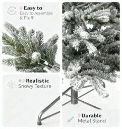 Shatchi 5FT Californian Pine Snow Covered Green Tips Bushy Artificial Plain Christmas Tree in White - thumbnail 3