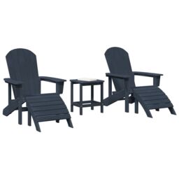 Berkfield Home 3 Piece Garden Lounge Set Navy Blue HDPE - thumbnail 3