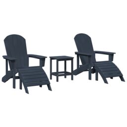 Berkfield Home 3 Piece Garden Lounge Set Navy Blue HDPE - thumbnail 2