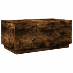 Berkfield Home Coffee Table with LED Lights Smoked Oak 90x50x40 cm in Brown - Size: 90 x 50 x 40 cm - thumbnail 3