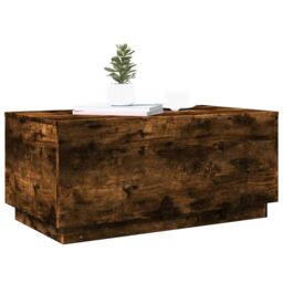 Berkfield Home Coffee Table with LED Lights Smoked Oak 90x50x40 cm in Brown - Size: 90 x 50 x 40 cm - thumbnail 6