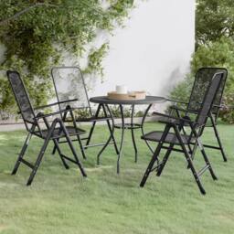 Berkfield Home 5 Piece Garden Dining Set Expanded Metal Mesh Anthracite in Black - thumbnail 1