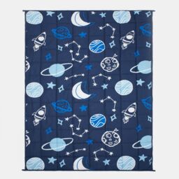 OHS Kids Space Weighted Blanket Teddy Fleece Throw Sensory Anxiety Sleep Therapy 3kg in Navy - thumbnail 3