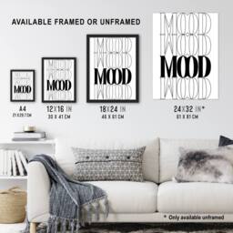 "Artery8 Mood Black & White Bold Graphic Design Wall Art Print - Size: W12"" x H16""" - thumbnail 3