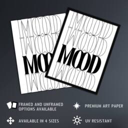 "Artery8 Mood Black & White Bold Graphic Design Wall Art Print - Size: W12"" x H16""" - thumbnail 2