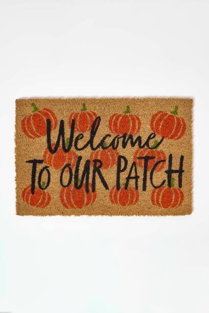Homescapes Pumpkin Patch Non-Slip Coir Doormat, 40 x 60 cm in Orange - image 1