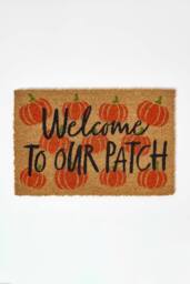 Homescapes Pumpkin Patch Non-Slip Coir Doormat, 40 x 60 cm in Orange - thumbnail 1