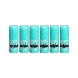 Bolsius Rustic Pillar Paraffin Wax Candle 65 Hour Burn - Set of 6 in Turquoise