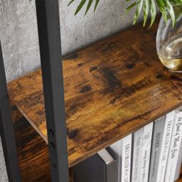 VASAGLE Large 14 Shelf Metal Bookcase Industrial Frame Home Office in Brown - thumbnail 4