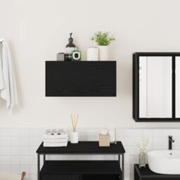 Berkfield Home Bathroom Wall Cabinet Black 60x25x30 cm Engineered Wood - Size: 60 x 25 x 30 cm - thumbnail 3