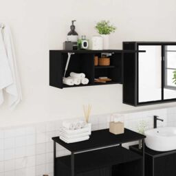 Berkfield Home Bathroom Wall Cabinet Black 60x25x30 cm Engineered Wood - Size: 60 x 25 x 30 cm - thumbnail 1