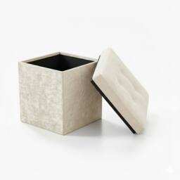 Snug City Crushed Velvet Square Storage Box with Lid Elegant Organizer Any Room in Cream - Size: Small - thumbnail 2