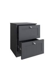 FWStyle Panelled 2 Drawer Bedside Chest (H) 55cm (W) 40cm (D) 40cm Extra Deep Drawers in Grey - thumbnail 3