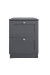 FWStyle Panelled 2 Drawer Bedside Chest (H) 55cm (W) 40cm (D) 40cm Extra Deep Drawers in Grey - thumbnail 4