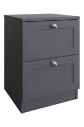 FWStyle Panelled 2 Drawer Bedside Chest (H) 55cm (W) 40cm (D) 40cm Extra Deep Drawers in Grey - thumbnail 2