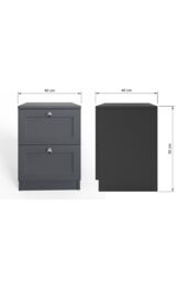 FWStyle Panelled 2 Drawer Bedside Chest (H) 55cm (W) 40cm (D) 40cm Extra Deep Drawers in Grey - thumbnail 5