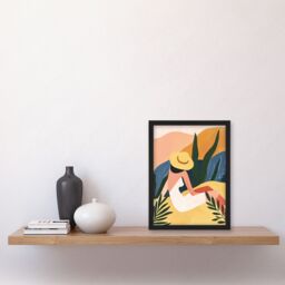 "Artery8 Nature Lover Sunbathing Woman Abstract Painting Framed Art Print - Size: W12"" x H16""" - thumbnail 4