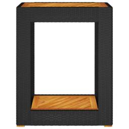 Berkfield Home Garden Side Table with Wooden Top Black 60x40x75 cm Poly Rattan - Size: 60 x 40 x 75 cm - thumbnail 6