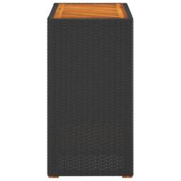 Berkfield Home Garden Side Table with Wooden Top Black 60x40x75 cm Poly Rattan - Size: 60 x 40 x 75 cm - thumbnail 5