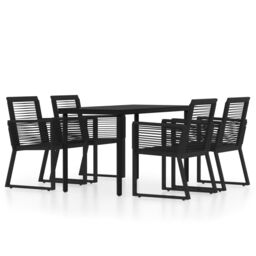 Berkfield Home 5 Piece Garden Dining Set Black - thumbnail 2