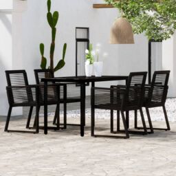 Berkfield Home 5 Piece Garden Dining Set Black - thumbnail 1