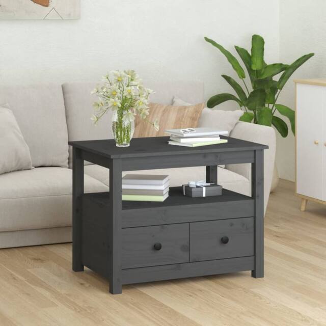Berkfield Home Beautiful Coffee Table Grey 71x49x55 cm Solid Wood Pine - Size: 71 x 49 x 55 cm - image 1