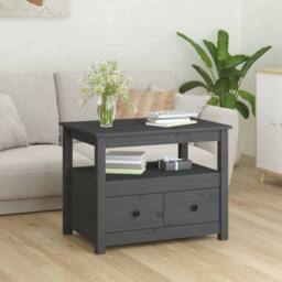 Berkfield Home Beautiful Coffee Table Grey 71x49x55 cm Solid Wood Pine - Size: 71 x 49 x 55 cm - thumbnail 1