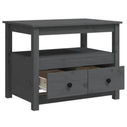 Berkfield Home Beautiful Coffee Table Grey 71x49x55 cm Solid Wood Pine - Size: 71 x 49 x 55 cm - thumbnail 8