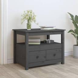Berkfield Home Beautiful Coffee Table Grey 71x49x55 cm Solid Wood Pine - Size: 71 x 49 x 55 cm - thumbnail 2